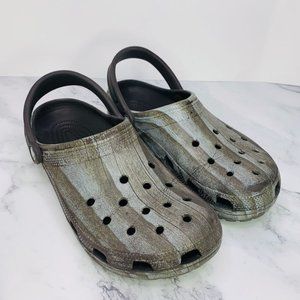 Crocs Clogs Camouflage Wood Bark Mens 9 Brown Black